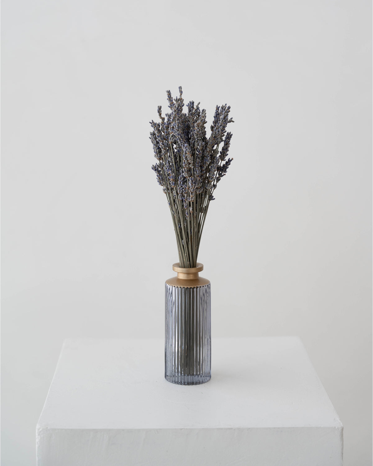 Preserved Lavender Arrangement in Ribbed Glass Vase