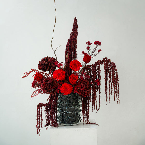 Red Amaranthus Glass Vase