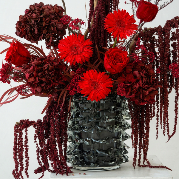 Red Amaranthus Glass Vase