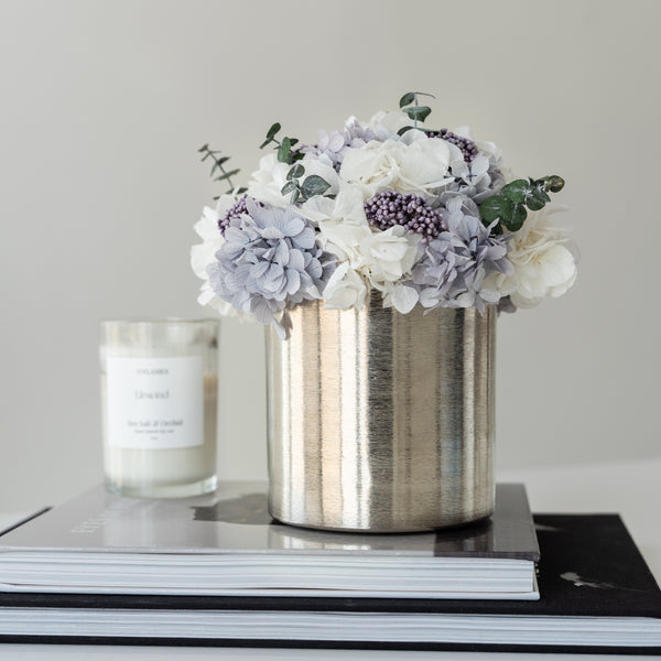 white and lavender preserved flower box Moonlit Washi Bloom Riyadh