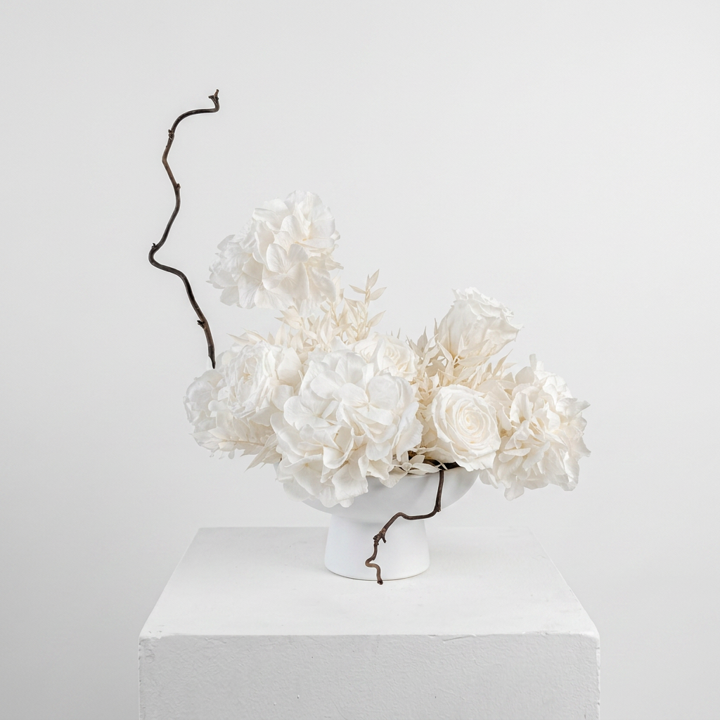 White Hydrangea Branch Cup