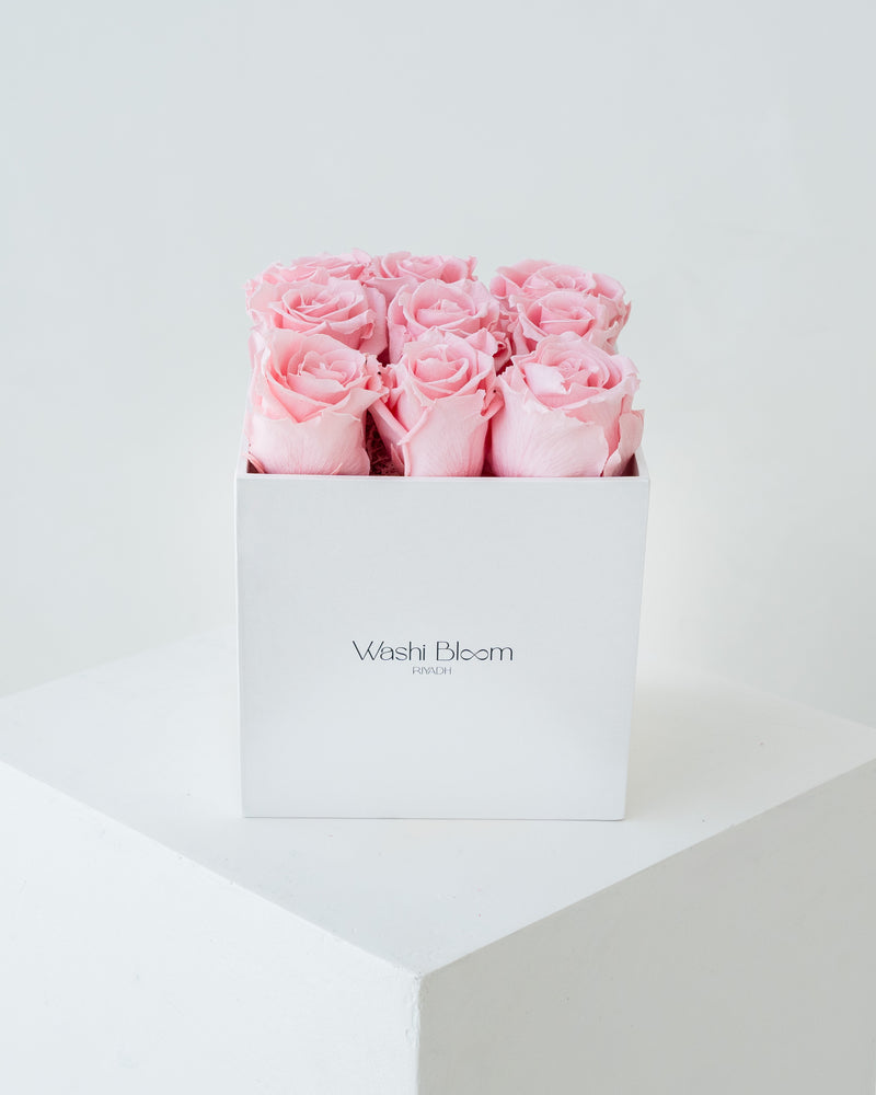pink preserved rose box Forever Pink Washi Bloom Riyadh