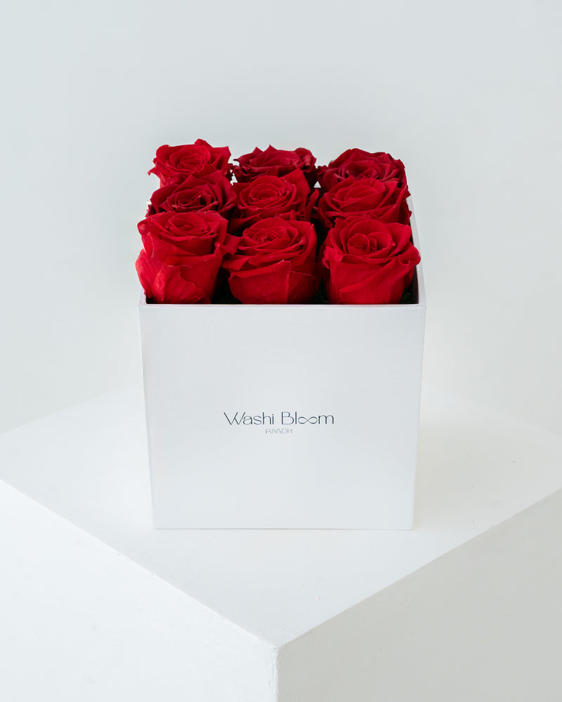 red preserved rose gift box Say It in Red Washi Bloom Riyadh