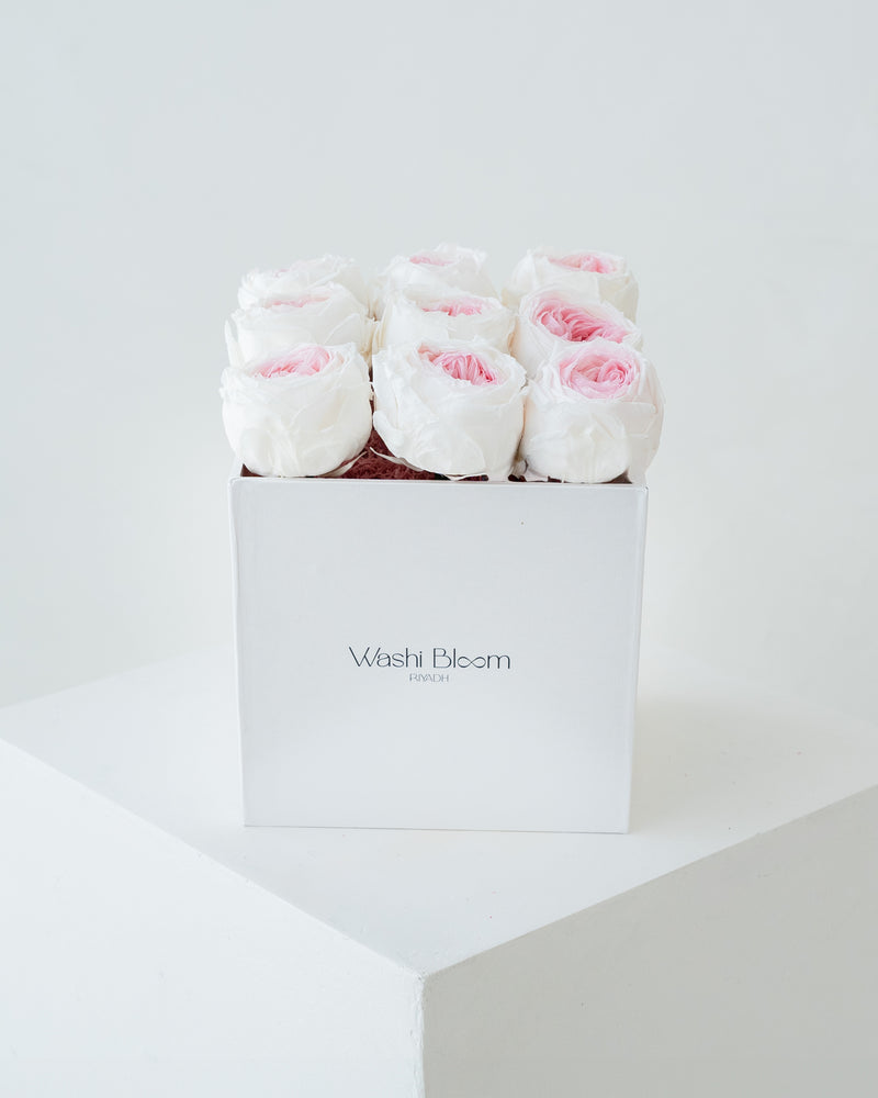 white blush preserved rose box White Love Captured Washi Bloom Riyadh