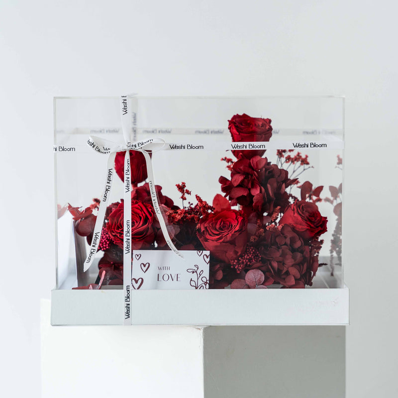red preserved floral gift box Devotion Bloom Washi Bloom Riyadh