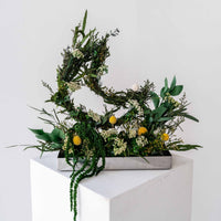 preserved crescent botanical arrangement Qamar Crescent Washi Bloom Riyadh