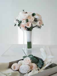 peach ivory preserved bridal bouquet Soft Peach Vow Washi Bloom Riyadh