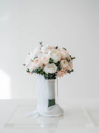 peach ivory preserved bridal bouquet Soft Peach Vow Washi Bloom Riyadh