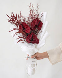 burgundy anthurium preserved bouquet Velvet Ember Washi Bloom Riyadh